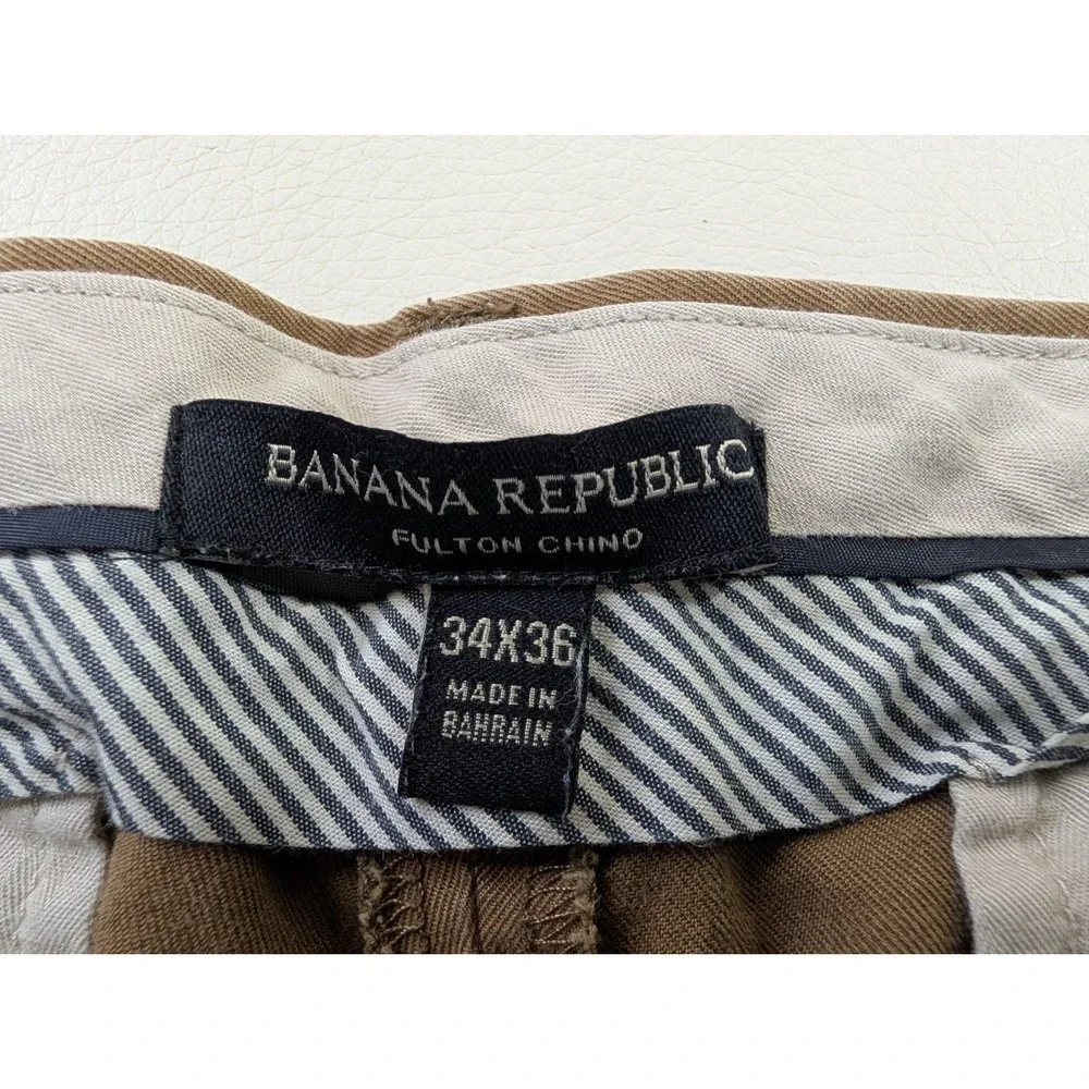 Banana Republic Fulton Chino Pants Mens 34x36 Khaki Straight Slim Office‎ Casual
